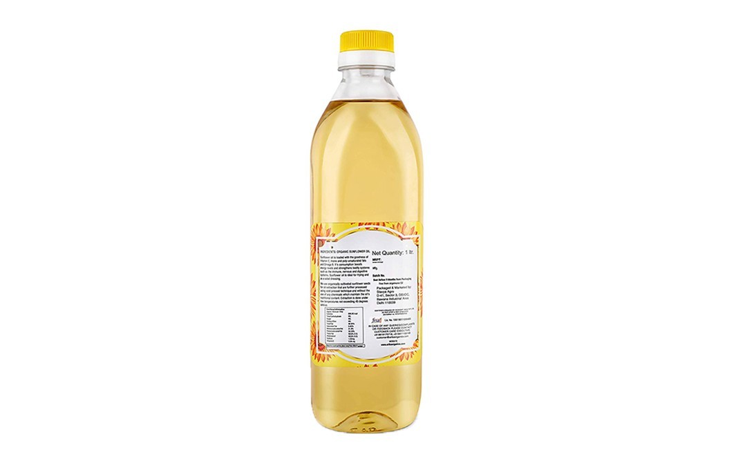 Erika Organics Organic Sunflower Oil Cold Pressed   Plastic Bottle  1 litre